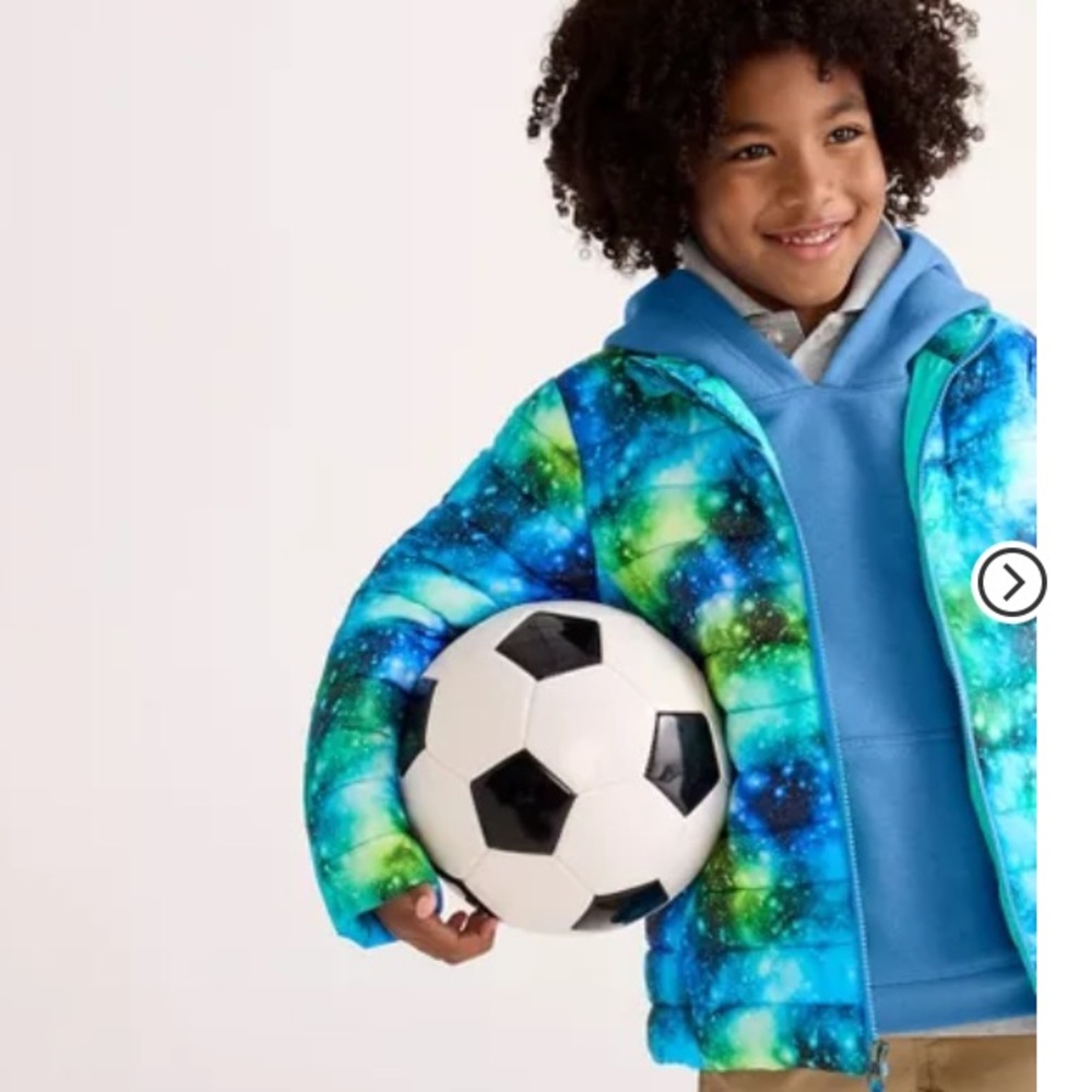 Lands' End Kids' Unisex Thermoplume Blue Space Galaxy Jacket Size Small 6-7 NWT